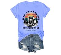 T-shirt graphique amusant avec col en V If I Ever Get Rabies You're High On My Bitin' List, Bleu (Carolina blue), XS