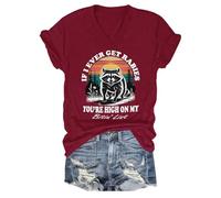 T-shirt graphique amusant avec col en V If I Ever Get Rabies You're High On My Bitin' List, Bordeaux-1, L