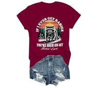 T-shirt graphique amusant avec col en V If I Ever Get Rabies You're High On My Bitin' List, bordeaux, M