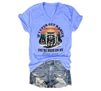 T-shirt graphique amusant avec col en V If I Ever Get Rabies You're High On My Bitin' List, Carolina Blue-1, M