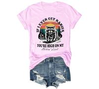 T-shirt graphique amusant avec col en V If I Ever Get Rabies You're High On My Bitin' List, rose, XL