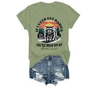 T-shirt graphique amusant avec col en V If I Ever Get Rabies You're High On My Bitin' List, Vert, S