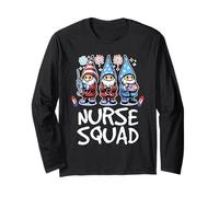T-shirt graphique amusant avec inscription « Patriotic Nurse Squad » du 4 juillet Manche Longue