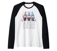 T-shirt graphique amusant avec inscription « Patriotic Nurse Squad » du 4 juillet Manche Raglan