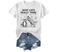 T-shirt graphique amusant « What Cats Really Think » pour femme et homme, blanc, M