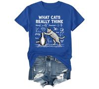 T-shirt graphique amusant « What Cats Really Think » pour femme et homme, bleu marine, M