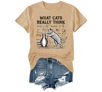 T-shirt graphique amusant « What Cats Really Think » pour femme et homme, kaki, S