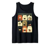 T-Shirt Graphique Annoyed Japanese Cats Eating Snacks Cat Dad Débardeur
