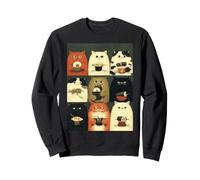 T-Shirt Graphique Annoyed Japanese Cats Eating Snacks Cat Dad Sweatshirt