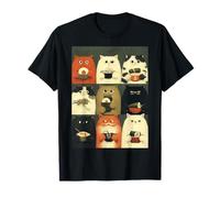 T-Shirt Graphique Annoyed Japanese Cats Eating Snacks Cat Dad T-Shirt