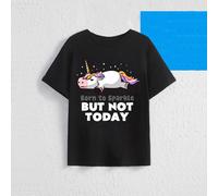 T-shirt graphique Artiste Plus avec licorne et slogan "Né pour briller MAIS PAS AUJOURD'HUI", pour l'été, 100% coton, vacances, printemps, festival, Ibiza SHEIN X EduelySHEIN X découvre des artistes i