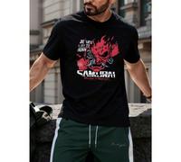 T-shirt graphique cyberpunk samouraï en coton doux, coupe confortable, décontracté et respirant T-shirt imprimé pour hom me en pur coton - confortable, doux, respirant et frais. Matière : 220 g/m² de 