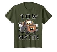 T-shirt graphique Disney Pixar Cars Tow Mater Finish T-Shirt, Enfant, Olive, 2 ans