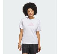 adidas Damen Textured Gingham BIG Logo Graphic T-Shirt, White, L
