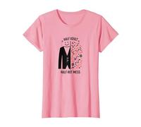 T-Shirt Graphique Humoristique mi-Adulte Half Hot Mess T-Shirt, Femme, Rose, 3XL