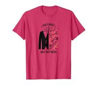 T-Shirt Graphique Humoristique mi-Adulte Half Hot Mess T-Shirt, Homme, Rouge chiné, M