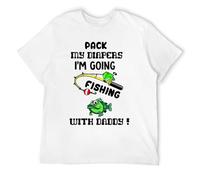 T-shirt graphique humoristique « Pack My Diapers I'm Going Fishing with Daddy » pour homme, Style blanc, 6XL
