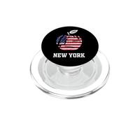T-Shirt Graphique New York City The Big Apple avec Drapeau américain PopSockets PopGrip pour MagSafe