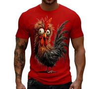 T-Shirt Graphique Original avec imprimé Animalier Humoristique, Manches Courtes, décontracté, idéal Quotidien et pour Un ludique. (Red, M)