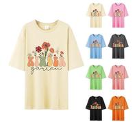 T-shirt graphique pour femme - Saison scolaire - Imprimé graphique mignon - Col rond - Manches courtes - T-shirt d'été basique pour femme - Coupe ample - Col rond - Bleu