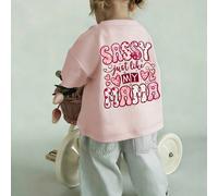 T-shirt graphique pour filles en bas âge "Cool comme maman", t-shirt décontracté à manches courtes avec imprimé cœur rose mignon 6-9M,9-12M,12-18M,18-24M,2-3YLettresPolyester