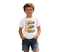 T-Shirt Graphique pour garçon, imprimé Camion, idéal pour la fête de l'Indépendance. Manches Courtes Confortables, Parfait Quotidien et affichant Un Style Patriotique. Bon Vent pour Ses récréations