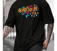 T-shirt graphique pour homme avec imprimé tropical de l'île de Guadeloupe, confortable en coton pour une tenue décontractée, parfait souvenir de vacances, idée cadeau élégante et unique. Tissus de hau