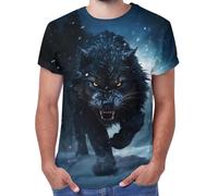 T-shirt graphique pour homme avec motif loup : un t-shirt décontracté confortable pour les amateurs de plein air et les amoureux de la nature, parfait pour la vie quotidienne et les aventures., Noir