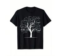 T-shirt graphique pour hommes Math-Tree noir - Conception d'équations de calcul différentiel et d'algèbre avec symbole ∫ et axes X-Y - T-shirt col rond décontracté en coton épais 220 g/m² pour enseign