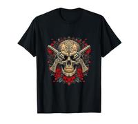 T-Shirt Graphique Rebel Skull Skull, Roses, and Guns T-Shirt