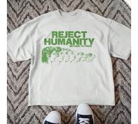 T-shirt graphique Rejeter l'humanité Grenouille | T-shirt graphique inspiré du mème de l'évolution scientifique L,M,S,XL,XSAnimal,LettresTissu tricoté