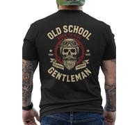 T-shirt graphique rétro pour hommes Moterointage - T-shirt à col rond imprimé au dos avec motif tête de mort et design Born To Ride 1