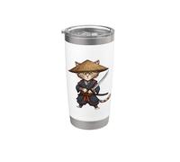 T-shirt graphique Samurai Cat Guerrier Art Japonais Anime Gobelet isotherme en acier inoxydable double paroi