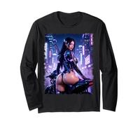 T-Shirt Graphique Sexy Girl - Sexy Cyberpunk Girl & Moto V1 Manche Longue