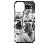 T-Shirt Graphique Sexy pour Fille - Cyberpunk AR Girl & Exotic Car BW Coque pour iPhone 12 Pro Max