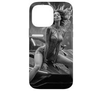 T-Shirt Graphique Sexy pour Fille Cyberpunk et Voiture Exotique BW Coque pour iPhone 14 Pro Max