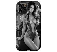 T-Shirt Graphique Sexy pour Fille - Hot Bikini Pinup Girl Exotic Car BW Coque pour iPhone 11 Pro