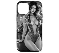 T-Shirt Graphique Sexy pour Fille - Hot Bikini Pinup Girl Exotic Car BW Coque pour iPhone 12/12 Pro
