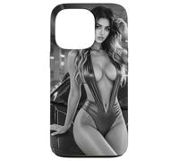 T-Shirt Graphique Sexy pour Fille - Hot Bikini Pinup Girl Exotic Car BW Coque pour iPhone 13 Pro