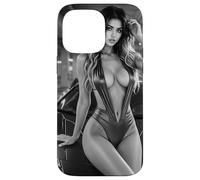 T-Shirt Graphique Sexy pour Fille - Hot Bikini Pinup Girl Exotic Car BW Coque pour iPhone 14 Pro Max