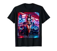 T-shirt graphique sexy pour fille - Modèle pin-up sexy et voiture exotique T-Shirt