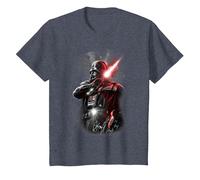 T-Shirt Graphique Star Wars Dark Vador avec Portrait au Sabre Laser T-Shirt, Enfant, Bleu Chiné, 2 Ans