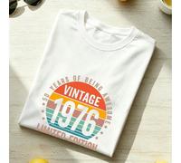 T-shirt graphique vintage 1976 édition limitée 50 ans, t-shirt décontracté à manches courtes en coton, top de mode streetwear rétro Y2K à rayures coucher de soleil L,M,S,XL,XXLRétroTissu tricoté