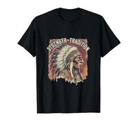 T-Shirt Graphique Vintage Indien Chief Strength Tradition T-Shirt Graphique avec Valeur