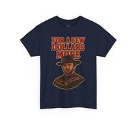 T-shirt graphique western vintage, pour quelques dollars de plus - Chemise de cowboy, design rétro emblématique, vêtements de film occidental, bleu marine, 4XL
