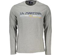 T-shirt gris à manches longues pour hommes avec col rond - détails de broderie et d'impression, taille : XL Couleur : Grigio