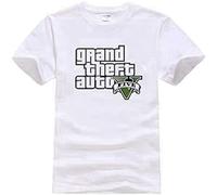T-Shirt GTA-5 Pour Hommes - Coton D'Été, Marque Fashion, Haut Blanc Taille L