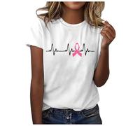 T-Shirt Guerrière Cancer du Sein Positif Artistique Cadeau Solidarité pour Sœur Ruban Rose Force Et Courage Coupe Classique Équipe De Course Famille