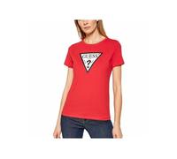T shirt - Guess - Femme - Classic logo triangle - Rouge - Coton