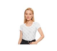 T shirt Guess Femme strass 4g Blanc Coton XS